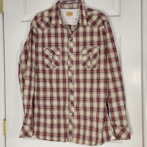 Trevero Men's Western Pearl Snap Long Sleeve Plaid Shirt XL Classic Plaid Colors